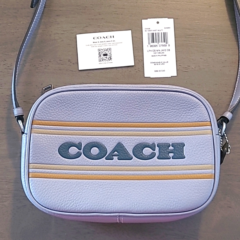 Coach Mini Jamie Camera Bag with Coach Stripe in (Blue) Grey Mist